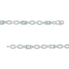 Thumbnail Image 3 of Oval Aquamarine and Diamond Accent Beaded Link Duo Alternating Line Bracelet in Sterling Silver - 7.25"