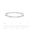 Thumbnail Image 4 of Oval Aquamarine and Diamond Accent Beaded Link Duo Alternating Line Bracelet in Sterling Silver - 7.25"