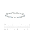 Thumbnail Image 3 of Oval Aquamarine and Diamond Accent Beaded Link Duo Alternating Line Bracelet in Sterling Silver - 7.25"