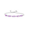 Thumbnail Image 1 of Oval Amethyst and White Lab-Created Sapphire Five Stone Bolo Bracelet in Sterling Silver - 9.5"