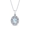 Thumbnail Image 1 of Oval Aquamarine and 1/5 CT. T.W. Diamond Frame Drop Pendant in 14K White Gold