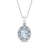 Thumbnail Image 0 of Oval Aquamarine and 1/5 CT. T.W. Diamond Frame Drop Pendant in 14K White Gold