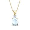 Thumbnail Image 1 of Emerald-Cut Aquamarine and 1/15 CT. T.W. Diamond Drop Pendant in 14K Gold
