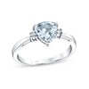 Thumbnail Image 1 of 7.0mm Trillion-Cut Aquamarine and 1/20 CT. T.W. Diamond Side Accent Ring in 14K White Gold