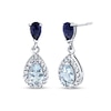 Thumbnail Image 0 of Pear-Shaped Aquamarine, Iolite and 1/4 CT. T.W. Diamond Frame Double Drop Earrings in 14K White Gold