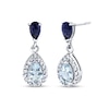 Thumbnail Image 1 of Pear-Shaped Aquamarine, Iolite and 1/4 CT. T.W. Diamond Frame Double Drop Earrings in 14K White Gold
