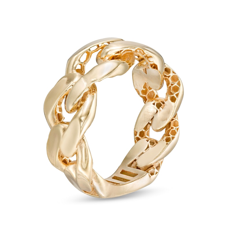 Diamond & Gold Curb Flexible Chain Ring 4 / Rose Gold