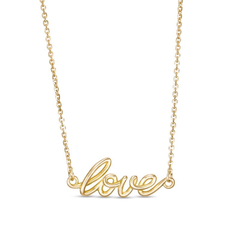 Main Image 1 of Cursive "love" Necklace in 10K Gold