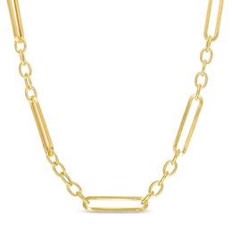 Paper Clip Link and Rolo Chain Necklace in Hollow 10K Gold - 18"