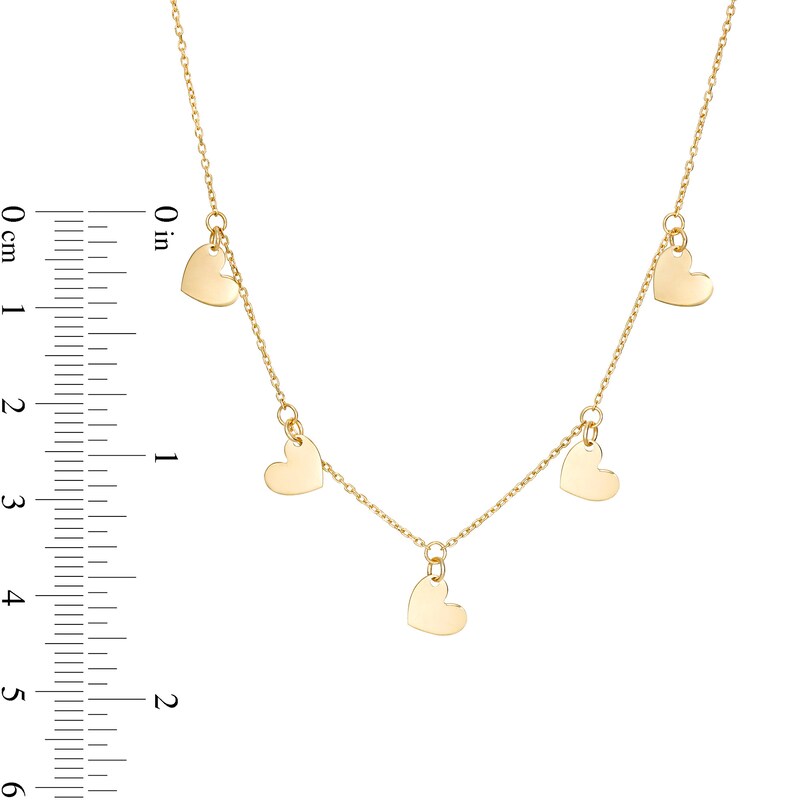 Main Image 3 of Heart Disc Dangle Station Necklace in 10K Gold