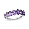 Thumbnail Image 1 of Oval Pink Quartz and Amethyst Ombre Seven Stone Band in Sterling Silver