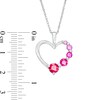 Thumbnail Image 2 of Journey Lab-Created Ruby and Pink Lab-Created Sapphire Ombre Heart Outline Pendant in Sterling Silver