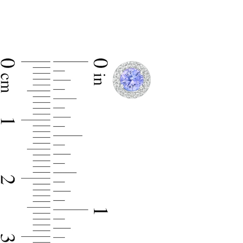 Main Image 3 of 4.0mm Tanzanite and White Topaz Frame Stud Earrings in Sterling Silver