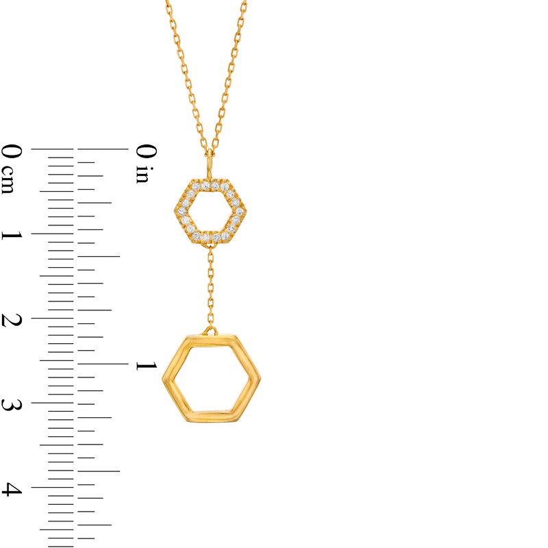 Main Image 4 of 1/10 CT. T.W. Diamond Double Hexagon Pendant in 10K Gold