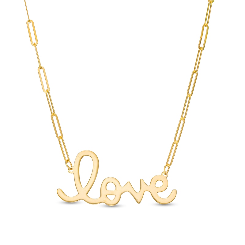 Main Image 1 of Cursive "love" Necklace in 10K Gold