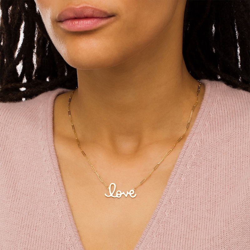 Main Image 2 of Cursive "love" Necklace in 10K Gold