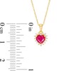 Thumbnail Image 3 of Heart-Shaped Lab-Created Ruby and White Lab-Created Sapphire Shadow Frame Pendant and Stud Earrings Set in 10K Gold