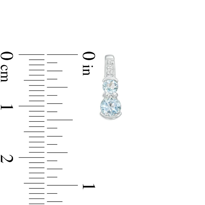 Main Image 4 of Aquamarine and White Lab-Created Sapphire Graduated Tier Drop Pendant and Drop Earrings Set in Sterling Silver