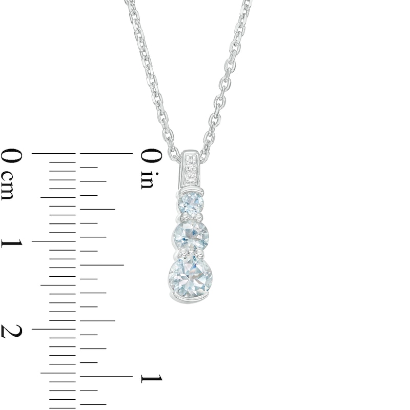 Aquamarine and White Lab-Created Sapphire Graduated Tier Drop Pendant and Drop Earrings Set in Sterling Silver