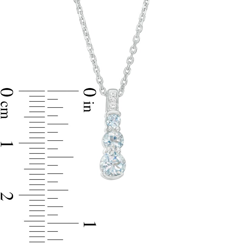 Main Image 5 of Aquamarine and White Lab-Created Sapphire Graduated Tier Drop Pendant and Drop Earrings Set in Sterling Silver