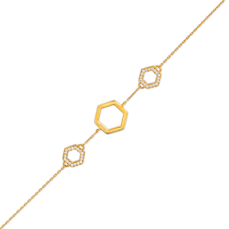 Main Image 1 of 1/5 CT. T.W. Diamond Hexagon Station Bracelet in 10K Gold