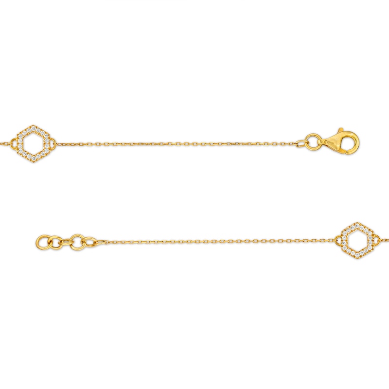 Main Image 3 of 1/5 CT. T.W. Diamond Hexagon Station Bracelet in 10K Gold