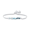 Thumbnail Image 0 of Oval and Pear-Shaped London, Swiss and Sky Blue and White Topaz Duos Scatter Bolo Bracelet in Sterling Silver - 8.25"