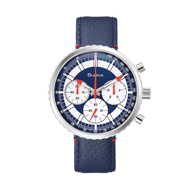 Main Image 1 of Men's Bulova Archive Series Chronograph C Strap Watch with Blue and White Dial (Model: 96A283)