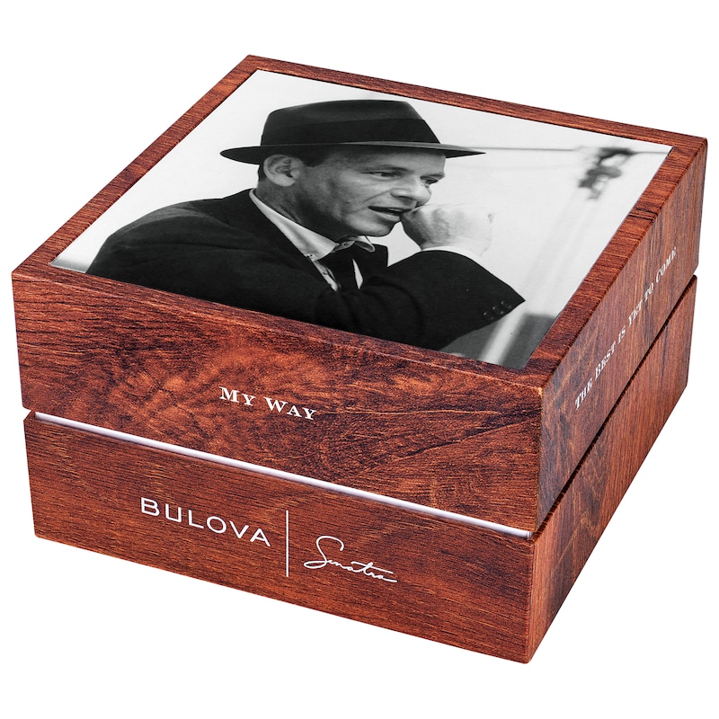 Main Image 4 of Men's Bulova Frank Sinatra 'Summer Wind' Collection Strap Watch with Black Dial (Model: 96B381)