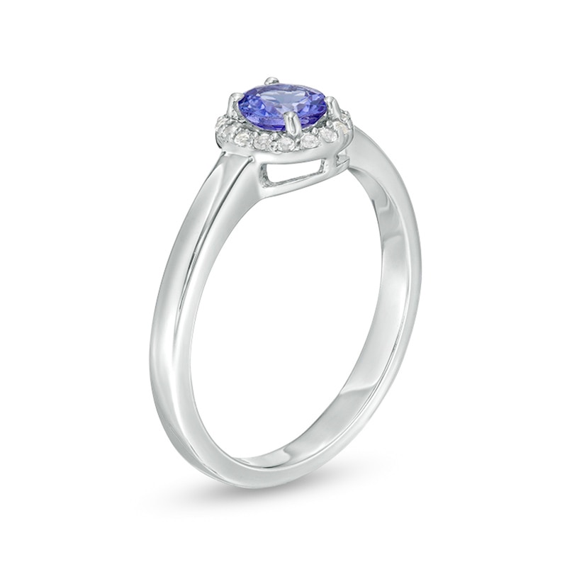 Main Image 2 of 5.0mm Tanzanite and White Topaz Frame Ring in Sterling Silver