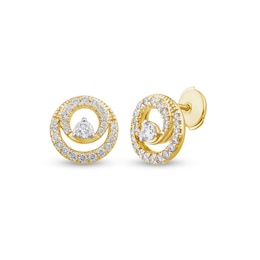 1/2 CT. T.W. Diamond Double Circle Stud Earrings in 10K Gold