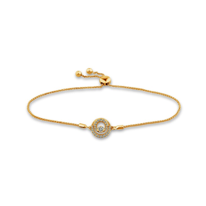 Main Image 1 of 1/4 CT. T.W. Diamond Double Circle Bolo Bracelet in 10K Gold – 9.5"