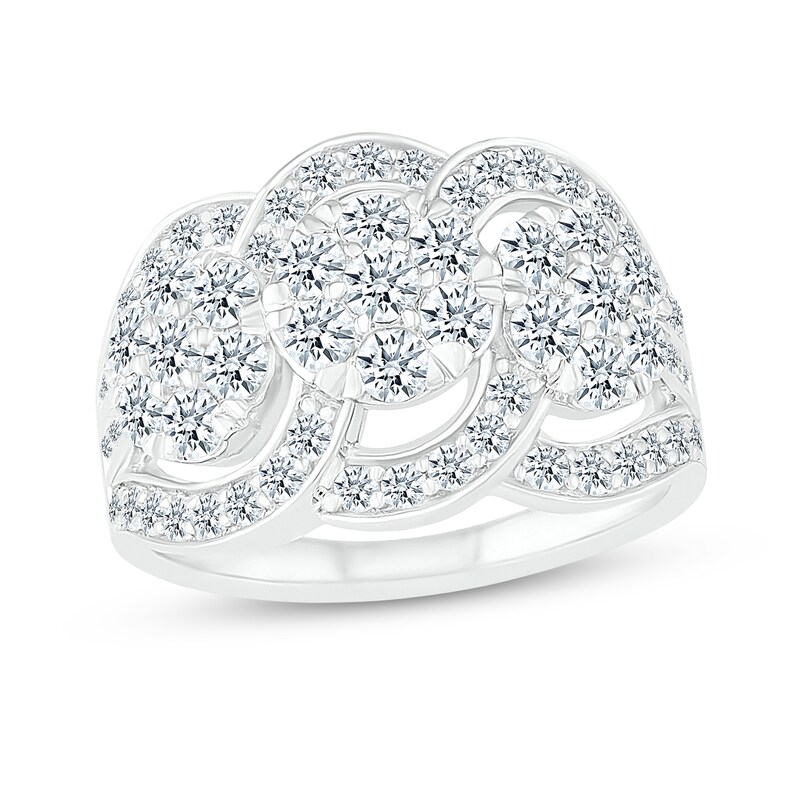 Main Image 1 of 2 CT. T.W. Multi-Diamond Circle Trio Bypass Ring in 10K White Gold