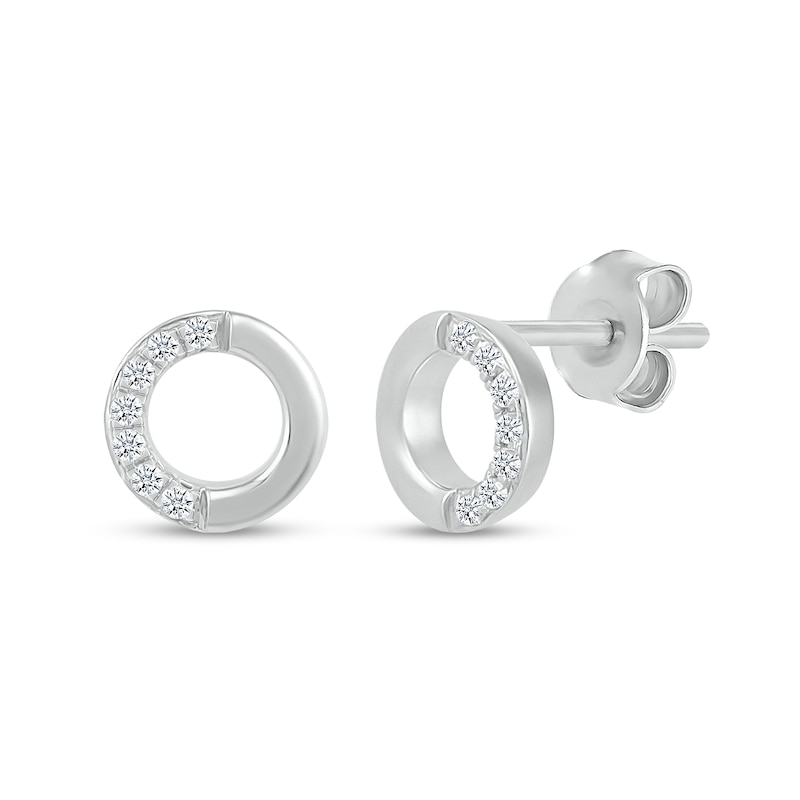 Main Image 1 of 1/20 CT. T.W. Diamond Open Circle Stud Earrings in Sterling Silver