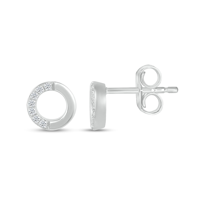 Main Image 2 of 1/20 CT. T.W. Diamond Open Circle Stud Earrings in Sterling Silver