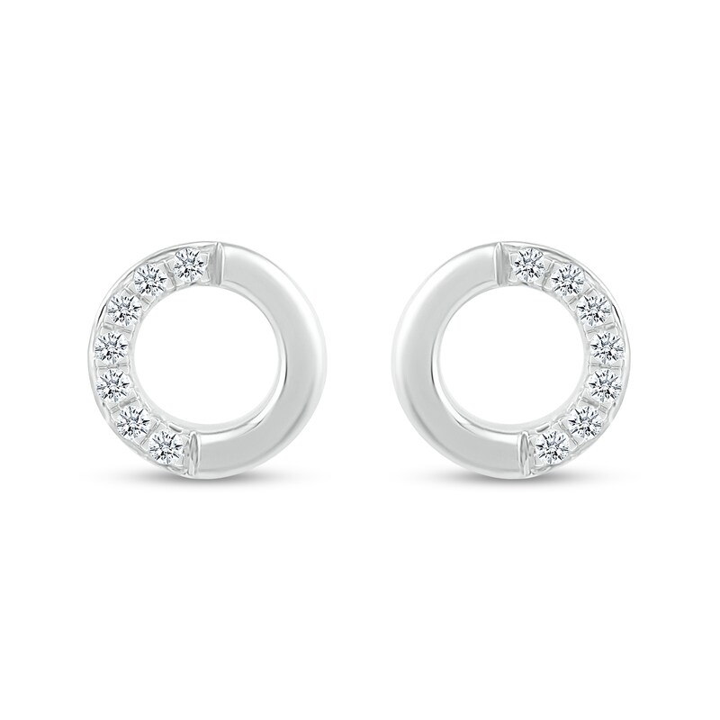 Main Image 3 of 1/20 CT. T.W. Diamond Open Circle Stud Earrings in Sterling Silver