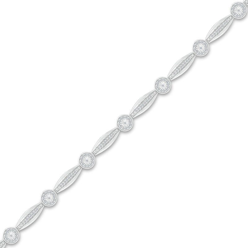 1/2 CT. T.W. Diamond Alternating Link Line Bracelet in Sterling Silver – 7.25"