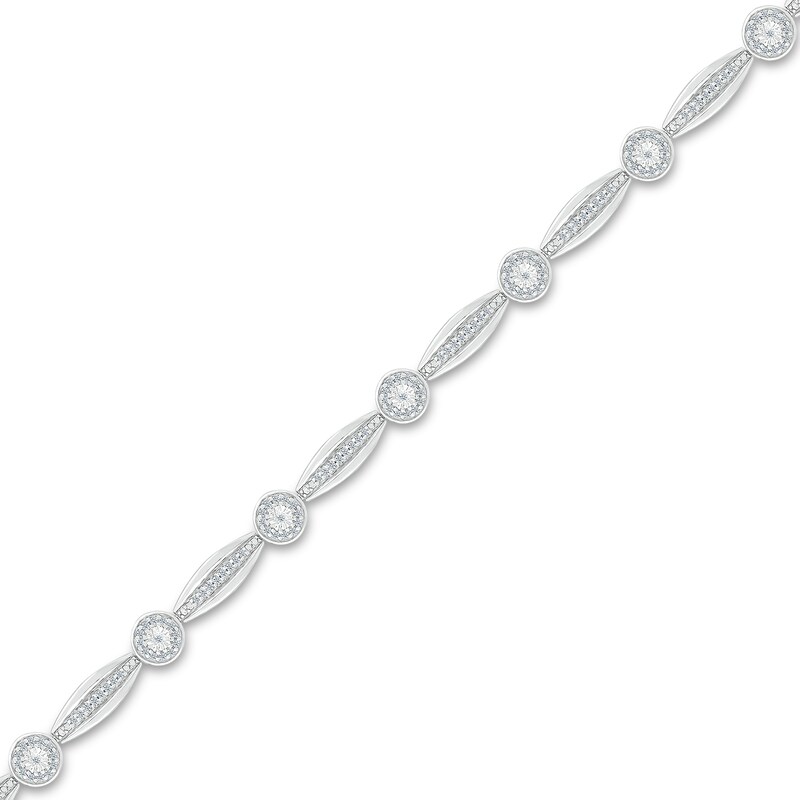 Main Image 1 of 1/2 CT. T.W. Diamond Alternating Link Line Bracelet in Sterling Silver – 7.25"