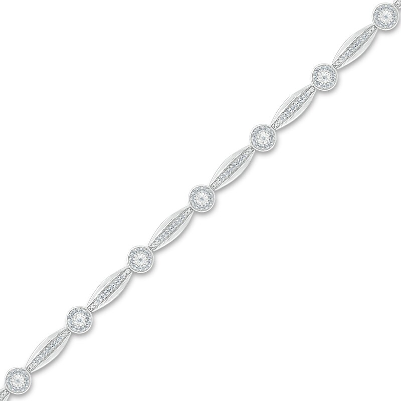 1/2 CT. T.W. Diamond Alternating Link Line Bracelet in Sterling Silver – 7.25"