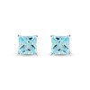Thumbnail Image 2 of 6.0mm Princess-Cut Aquamarine Solitaire Stud Earrings in 10K White Gold