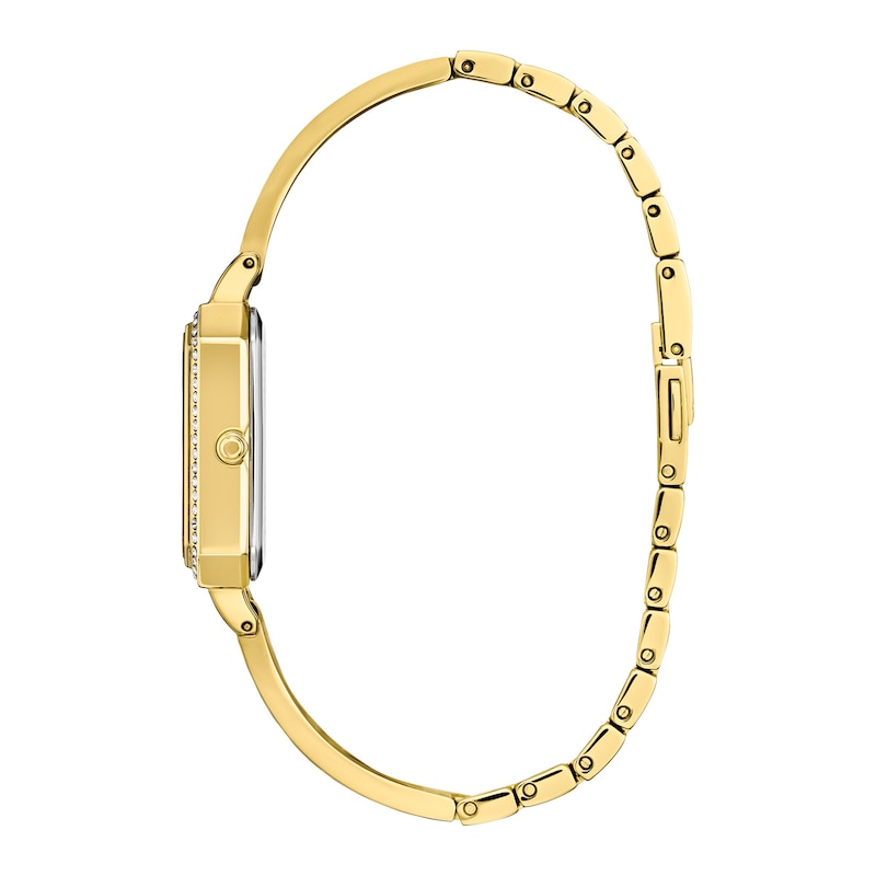 Main Image 2 of Ladies' Citizen Eco-Drive® Silhouette Crystal Gold-Tone Bangle Watch with Rectangular Black Dial (Model: EM0982-54E)