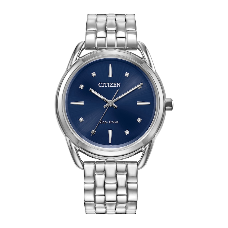 Main Image 1 of Ladies' Citizen Eco-Drive® Dress Classic Crystal Accent Watch with Blue Dial (Model: FE7090-55L)