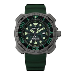 Men's Citizen Eco-Drive® Promaster Gunmetal Grey Super Titanium™ Strap Watch with Green Dial (Model: BN0228-06W)