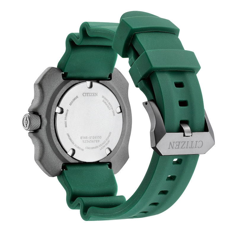 Main Image 3 of Men's Citizen Eco-Drive® Promaster Gunmetal Grey Super Titanium™ Strap Watch with Green Dial (Model: BN0228-06W)
