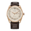 Thumbnail Image 1 of Men's Citizen Eco-Drive® Classic Rose-Tone Leather Strap Watch with Ivory Dial (Model: AW0082-01A)