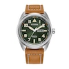 Thumbnail Image 1 of Men's Citizen Eco-Drive® Avion Super Titanium™ Leather Strap Watch with Green Dial (Model: BM8560-02X)