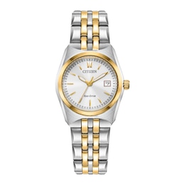 Ladies' Citizen Eco-Drive® Corso Two-Tone Watch with White Dial (Model: EW2299-50A)
