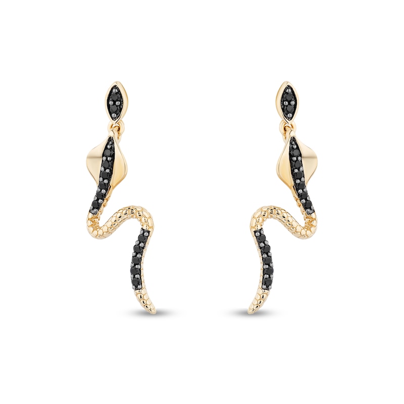 Enchanted Disney Villains Jafar 1/5 CT. T.W. Black Diamond Snake Drop Earrings in 10K Gold