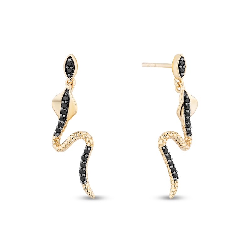 Enchanted Disney Villains Jafar 1/5 CT. T.W. Black Diamond Snake Drop Earrings in 10K Gold