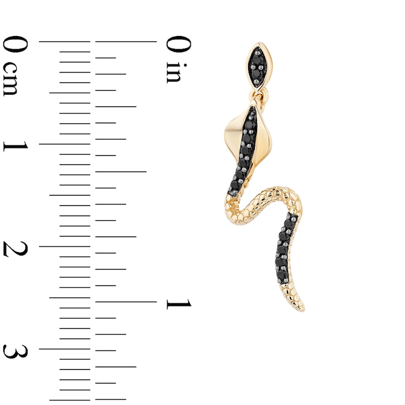 Main Image 3 of Enchanted Disney Villains Jafar 1/5 CT. T.W. Black Diamond Snake Drop Earrings in 10K Gold